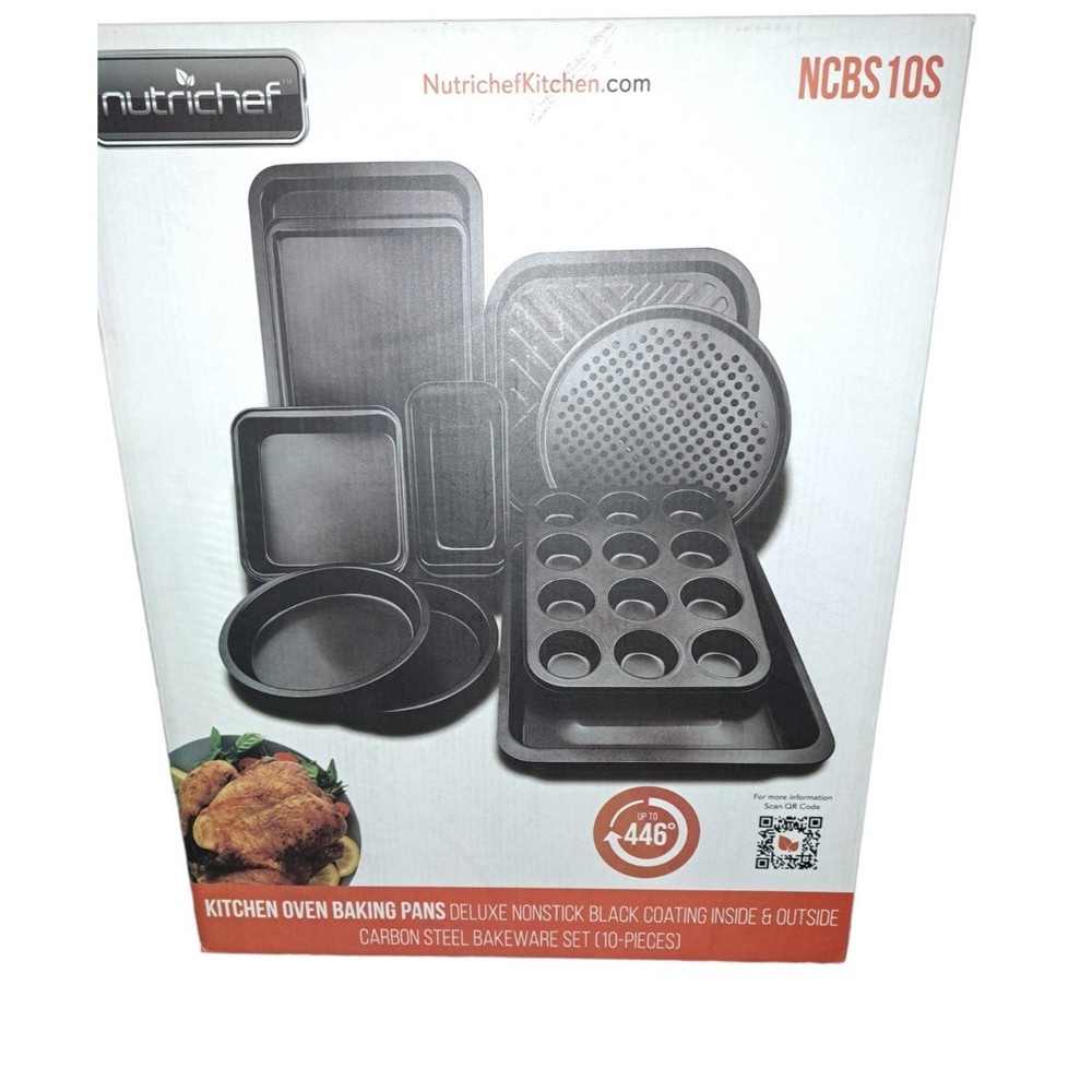 NutriChef Deluxe Nonstick Carbon Steel Stackable 10 Piece Kitchen Oven Bakeware